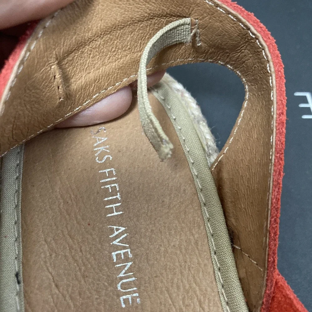 Saks fifth Avenue Shoes Womens size 6 Red D'orsay Espadrille Coral Slip On flats